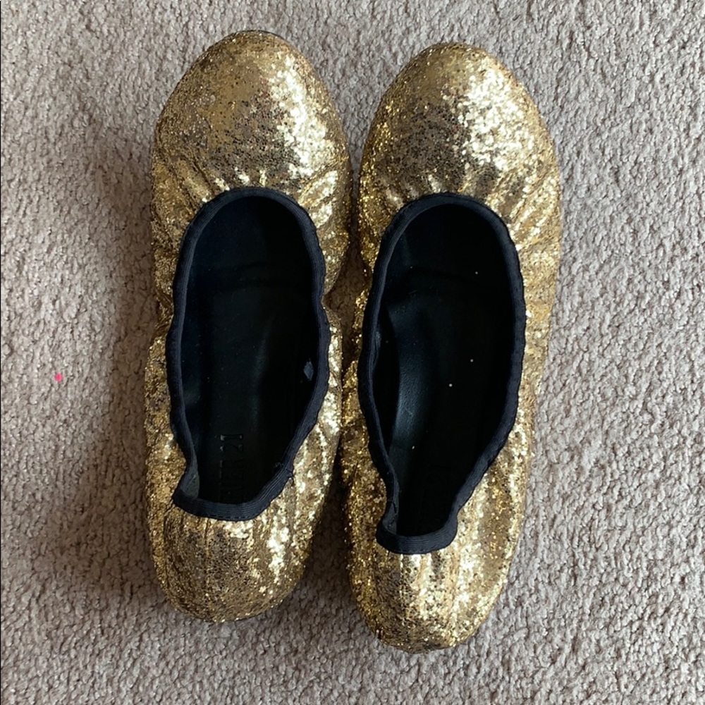 Forever 21 gold glitter ballet shoes